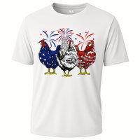 Chicken Usa Flag Patriotic Chicken Lover 4th Of July Cooling Performance Crew T-Shirt