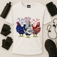 Chicken Usa Flag Patriotic Chicken Lover 4th Of July Cooling Performance Crew T-Shirt