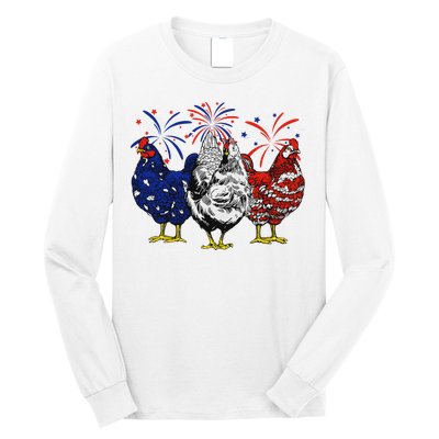 Chicken Usa Flag Patriotic Chicken Lover 4th Of July Long Sleeve Shirt