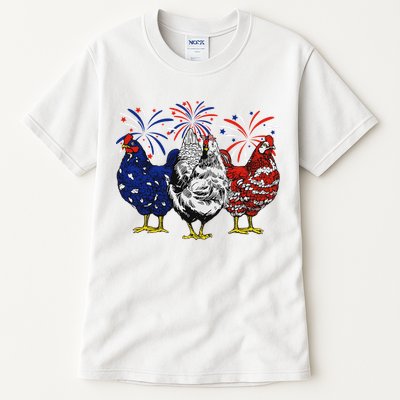 Chicken Usa Flag Patriotic Chicken Lover 4th Of July Tall T-Shirt