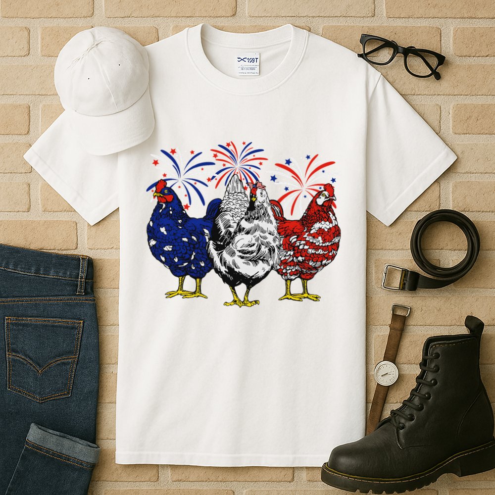 Chicken Usa Flag Patriotic Chicken Lover 4th Of July Tall T-Shirt