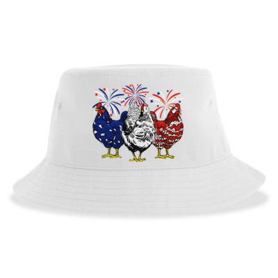Chicken Usa Flag Patriotic Chicken Lover 4th Of July Sustainable Bucket Hat