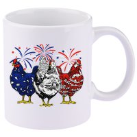 Chicken Usa Flag Patriotic Chicken Lover 4th Of July 11oz C Handle Ceramic Mug