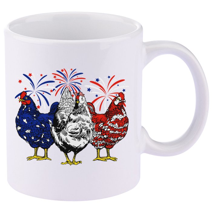 Chicken Usa Flag Patriotic Chicken Lover 4th Of July 11oz C Handle Ceramic Mug