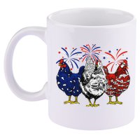 Chicken Usa Flag Patriotic Chicken Lover 4th Of July 11oz C Handle Ceramic Mug