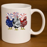 Chicken Usa Flag Patriotic Chicken Lover 4th Of July 11oz C Handle Ceramic Mug