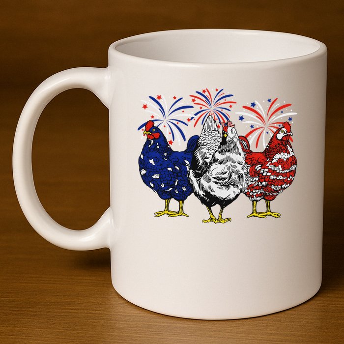 Chicken Usa Flag Patriotic Chicken Lover 4th Of July 11oz C Handle Ceramic Mug
