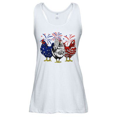 Chicken Usa Flag Patriotic Chicken Lover 4th Of July Ladies Essential Flowy Tank