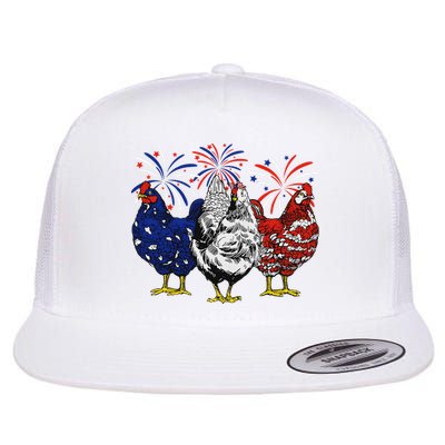 Chicken Usa Flag Patriotic Chicken Lover 4th Of July Flat Bill Trucker Hat