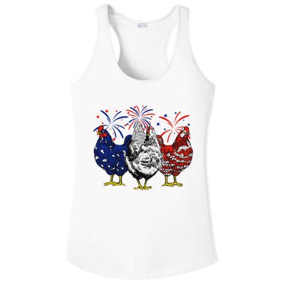 Chicken Usa Flag Patriotic Chicken Lover 4th Of July Ladies PosiCharge Competitor Racerback Tank