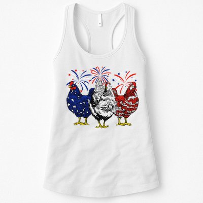 Chicken Usa Flag Patriotic Chicken Lover 4th Of July Womens Tank Top