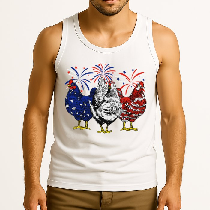 Chicken Usa Flag Patriotic Chicken Lover 4th Of July Tank Top