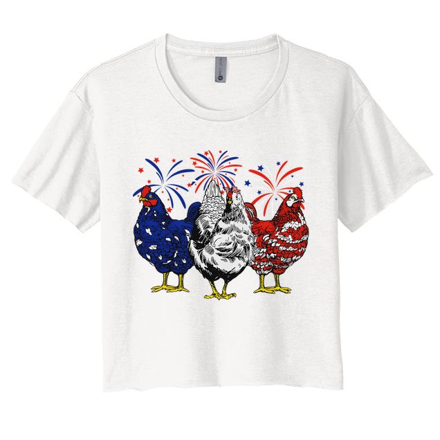 Chicken Usa Flag Patriotic Chicken Lover 4th Of July Crop Top