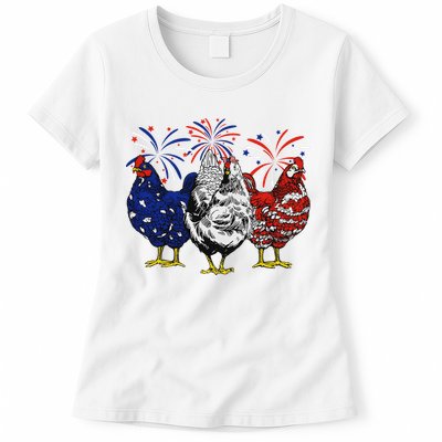 Chicken Usa Flag Patriotic Chicken Lover 4th Of July Womens T-Shirt