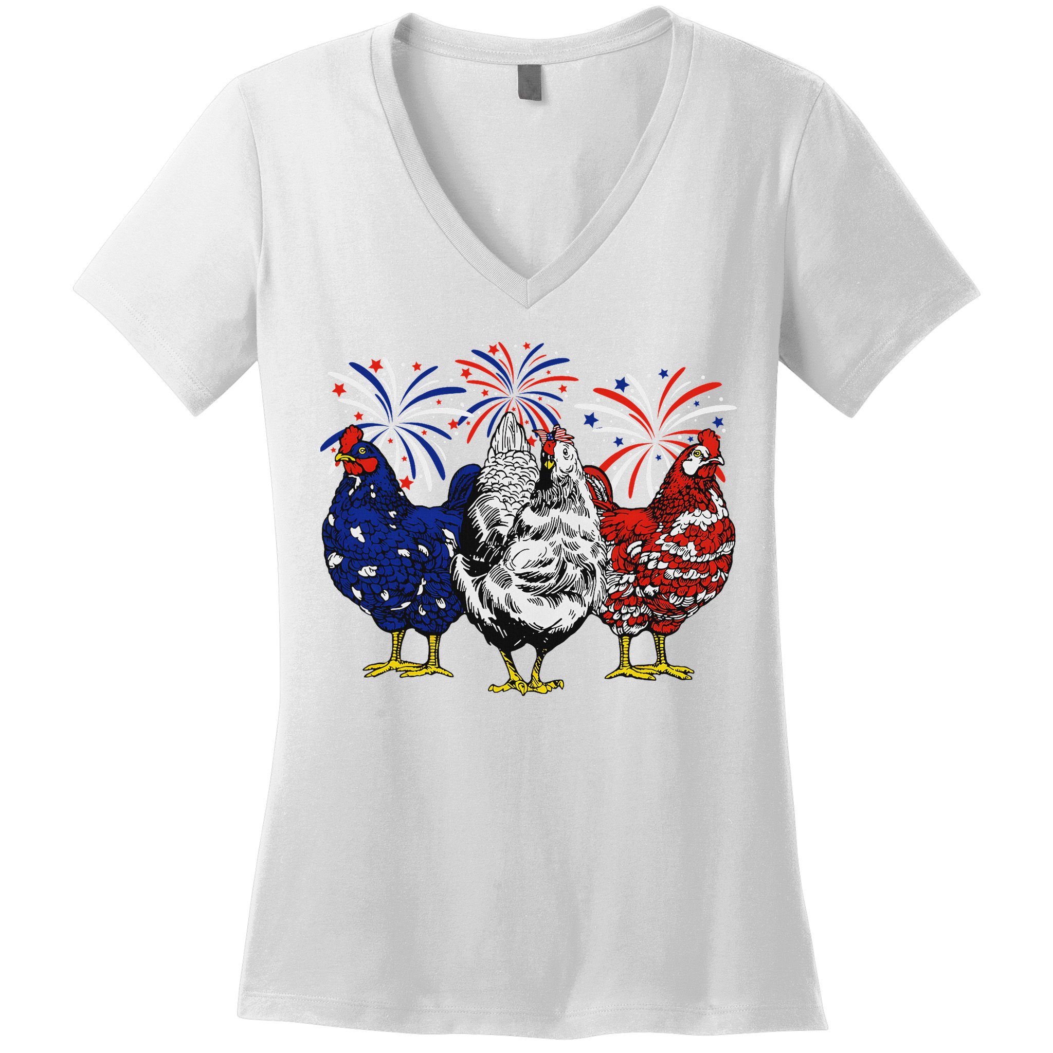 Chicken Usa Flag Patriotic Chicken Lover 4th Of July Women's V-Neck T-Shirt