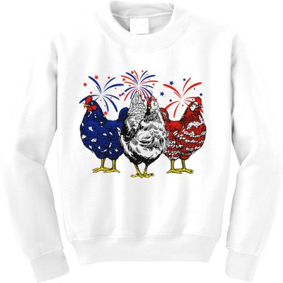 Chicken Usa Flag Patriotic Chicken Lover 4th Of July Kids Sweatshirt