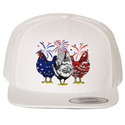 Chicken Usa Flag Patriotic Chicken Lover 4th Of July Wool Snapback Cap