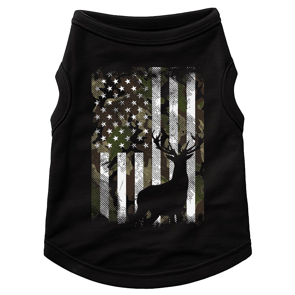 Camo Us Flag Deer Elk Buck Camoflage Hunting Hunter Dad Doggie Tank