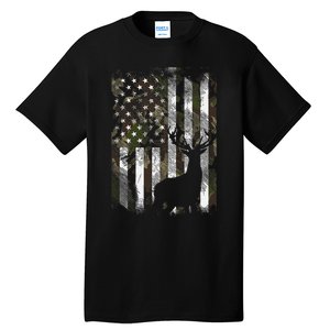 Camo Us Flag Deer Elk Buck Camoflage Hunting Hunter Dad Tall T-Shirt