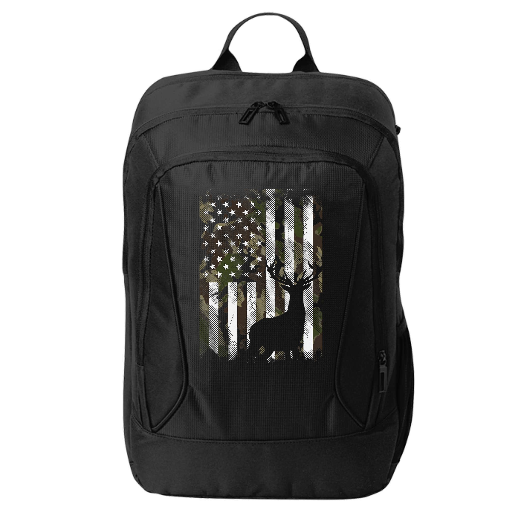 Camo Us Flag Deer Elk Buck Camoflage Hunting Hunter Dad City Backpack