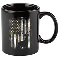 Camo Us Flag Deer Elk Buck Camoflage Hunting Hunter Dad 11oz C Handle Ceramic Mug