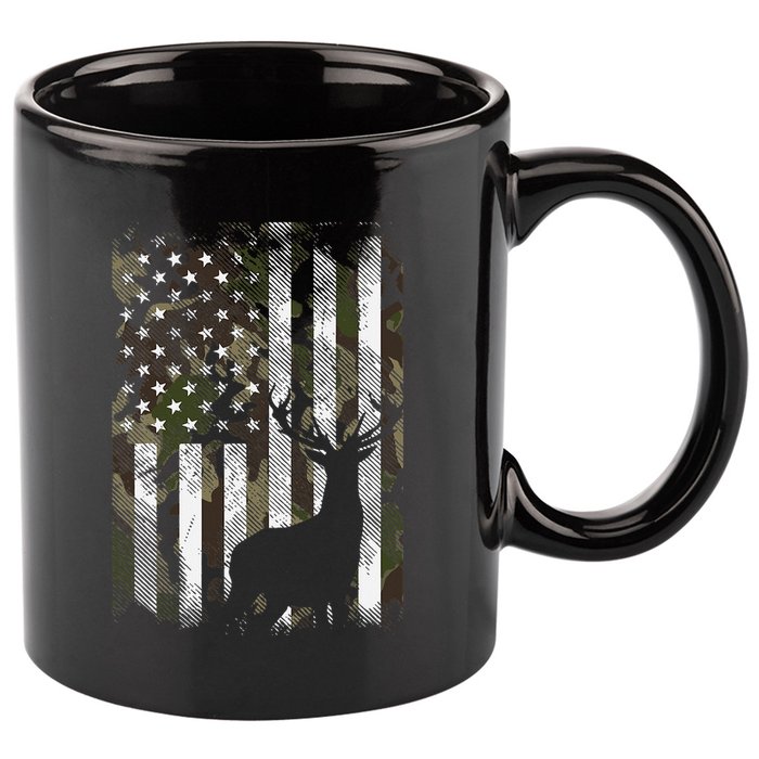 Camo Us Flag Deer Elk Buck Camoflage Hunting Hunter Dad 11oz C Handle Ceramic Mug