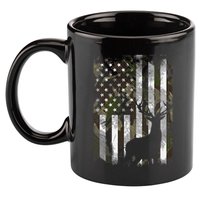 Camo Us Flag Deer Elk Buck Camoflage Hunting Hunter Dad 11oz C Handle Ceramic Mug