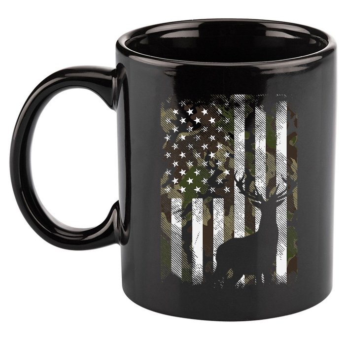 Camo Us Flag Deer Elk Buck Camoflage Hunting Hunter Dad 11oz C Handle Ceramic Mug