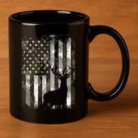 Camo Us Flag Deer Elk Buck Camoflage Hunting Hunter Dad 11oz C Handle Ceramic Mug