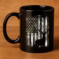 Camo Us Flag Deer Elk Buck Camoflage Hunting Hunter Dad 11oz C Handle Ceramic Mug
