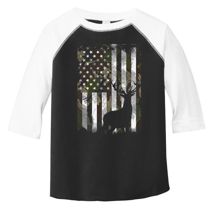 Camo Us Flag Deer Elk Buck Camoflage Hunting Hunter Dad Toddler Fine Jersey T-Shirt
