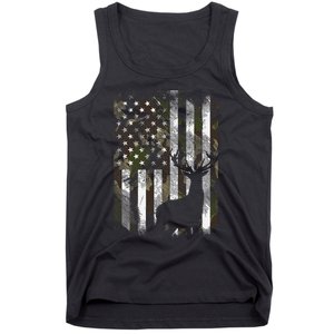 Camo Us Flag Deer Elk Buck Camoflage Hunting Hunter Dad Tank Top