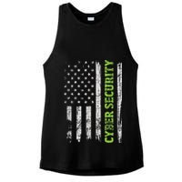 Cybersecurity USA Flag Computer Engineer Programmer Hacker Ladies PosiCharge Tri-Blend Wicking Tank