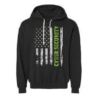 Cybersecurity USA Flag Computer Engineer Programmer Hacker Garment-Dyed Fleece Hoodie