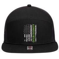 Cybersecurity USA Flag Computer Engineer Programmer Hacker 7 Panel Mesh Trucker Snapback Hat