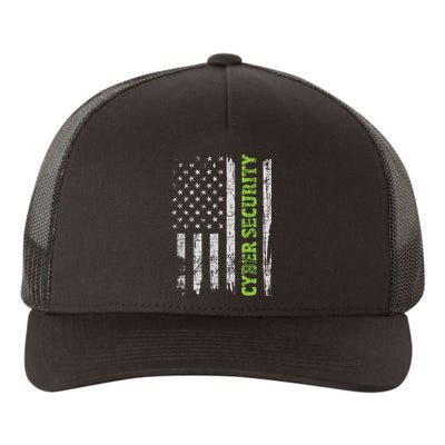 Cybersecurity USA Flag Computer Engineer Programmer Hacker Yupoong Adult 5-Panel Trucker Hat