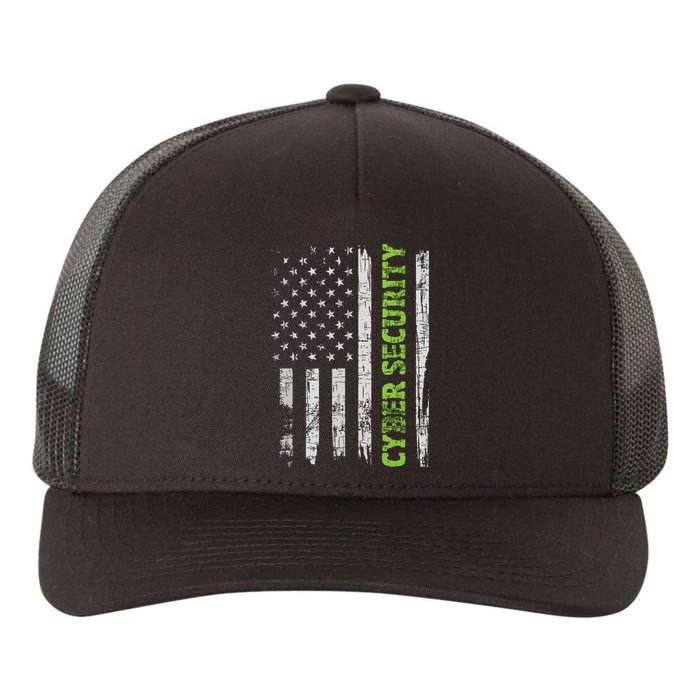 Cybersecurity USA Flag Computer Engineer Programmer Hacker Yupoong Adult 5-Panel Trucker Hat