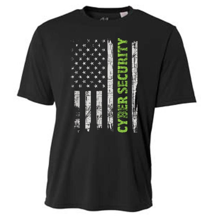 Cybersecurity USA Flag Computer Engineer Programmer Hacker Cooling Performance Crew T-Shirt