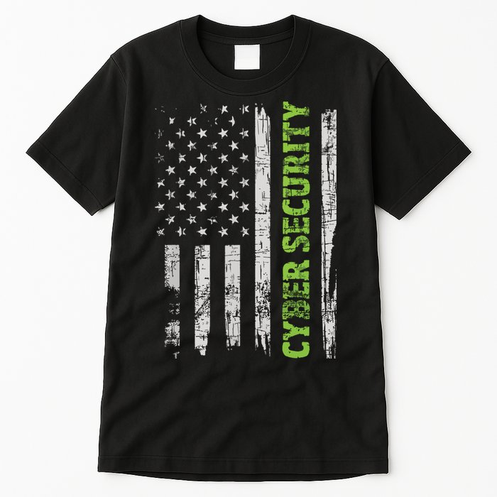 Cybersecurity USA Flag Computer Engineer Programmer Hacker Tall T-Shirt