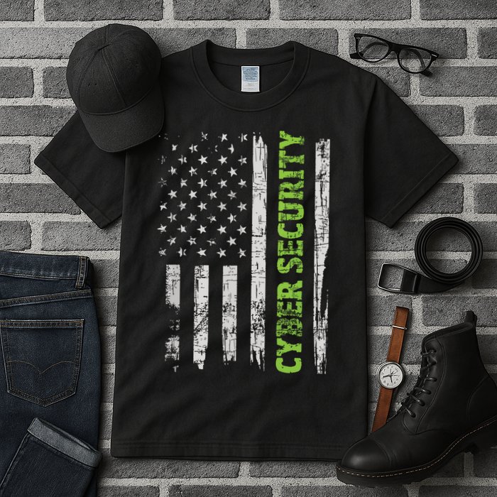 Cybersecurity USA Flag Computer Engineer Programmer Hacker Tall T-Shirt