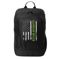 Cybersecurity USA Flag Computer Engineer Programmer Hacker City Backpack