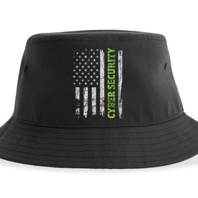 Cybersecurity USA Flag Computer Engineer Programmer Hacker Sustainable Bucket Hat