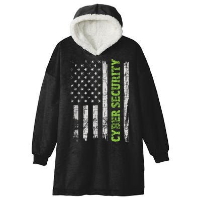 Cybersecurity USA Flag Computer Engineer Programmer Hacker Hooded Wearable Blanket