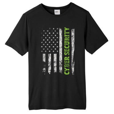 Cybersecurity USA Flag Computer Engineer Programmer Hacker Tall Fusion ChromaSoft Performance T-Shirt