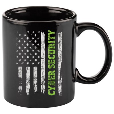 Cybersecurity USA Flag Computer Engineer Programmer Hacker 11oz C Handle Ceramic Mug