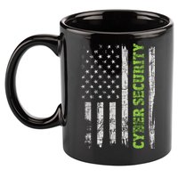 Cybersecurity USA Flag Computer Engineer Programmer Hacker 11oz C Handle Ceramic Mug