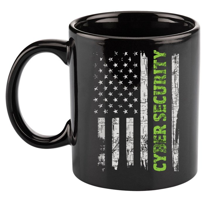 Cybersecurity USA Flag Computer Engineer Programmer Hacker 11oz C Handle Ceramic Mug