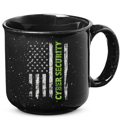Cybersecurity USA Flag Computer Engineer Programmer Hacker 15oz Campfire Ceramic Mug