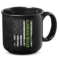 Cybersecurity USA Flag Computer Engineer Programmer Hacker 15oz Campfire Ceramic Mug