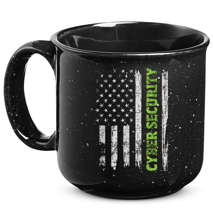 Cybersecurity USA Flag Computer Engineer Programmer Hacker 15oz Campfire Ceramic Mug